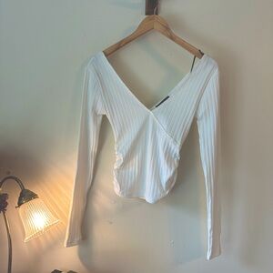 NWT Forever 21 ribbed v neck long sleeve top